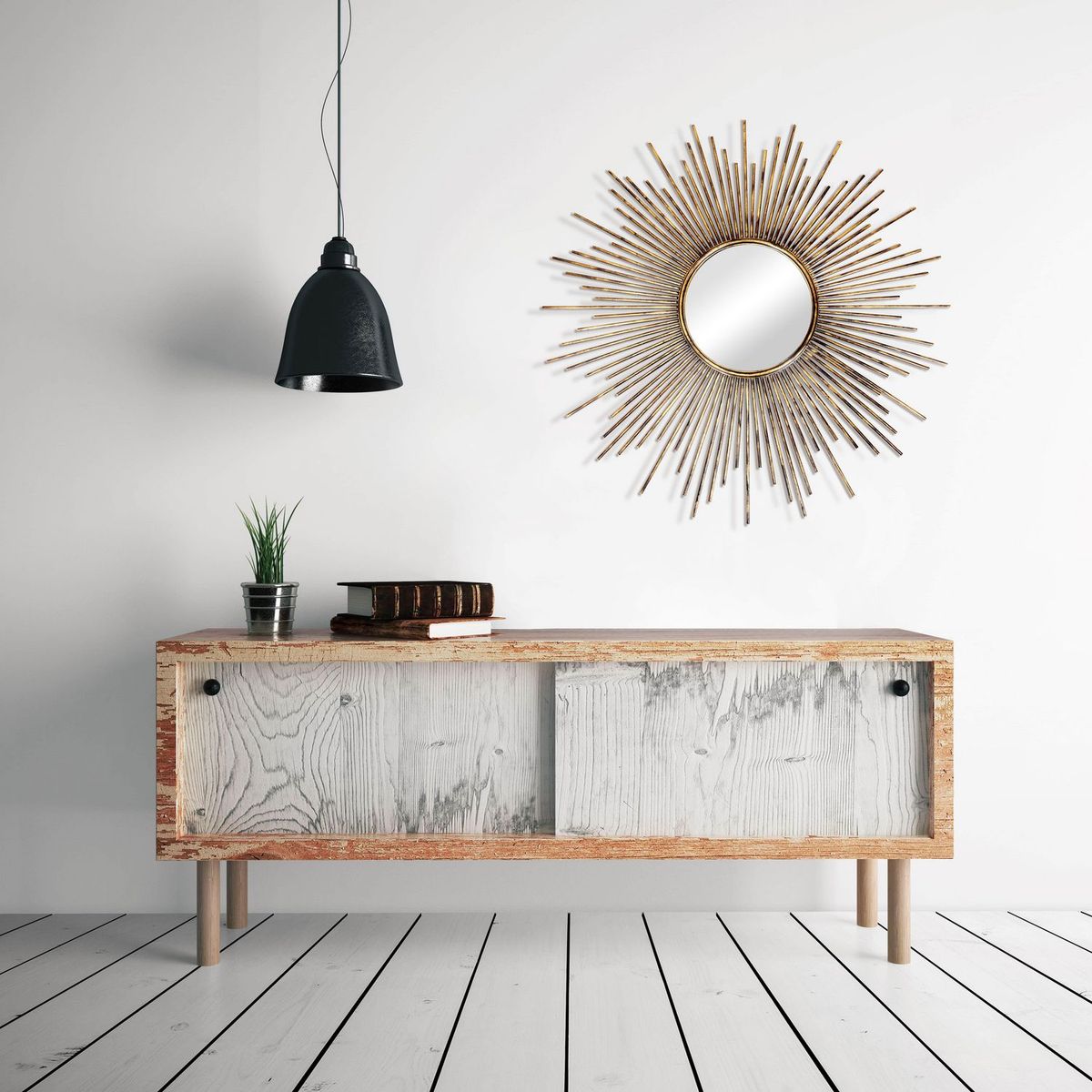 HOMY - Espejo Decorativo Redondo Spider Dorado 93cm