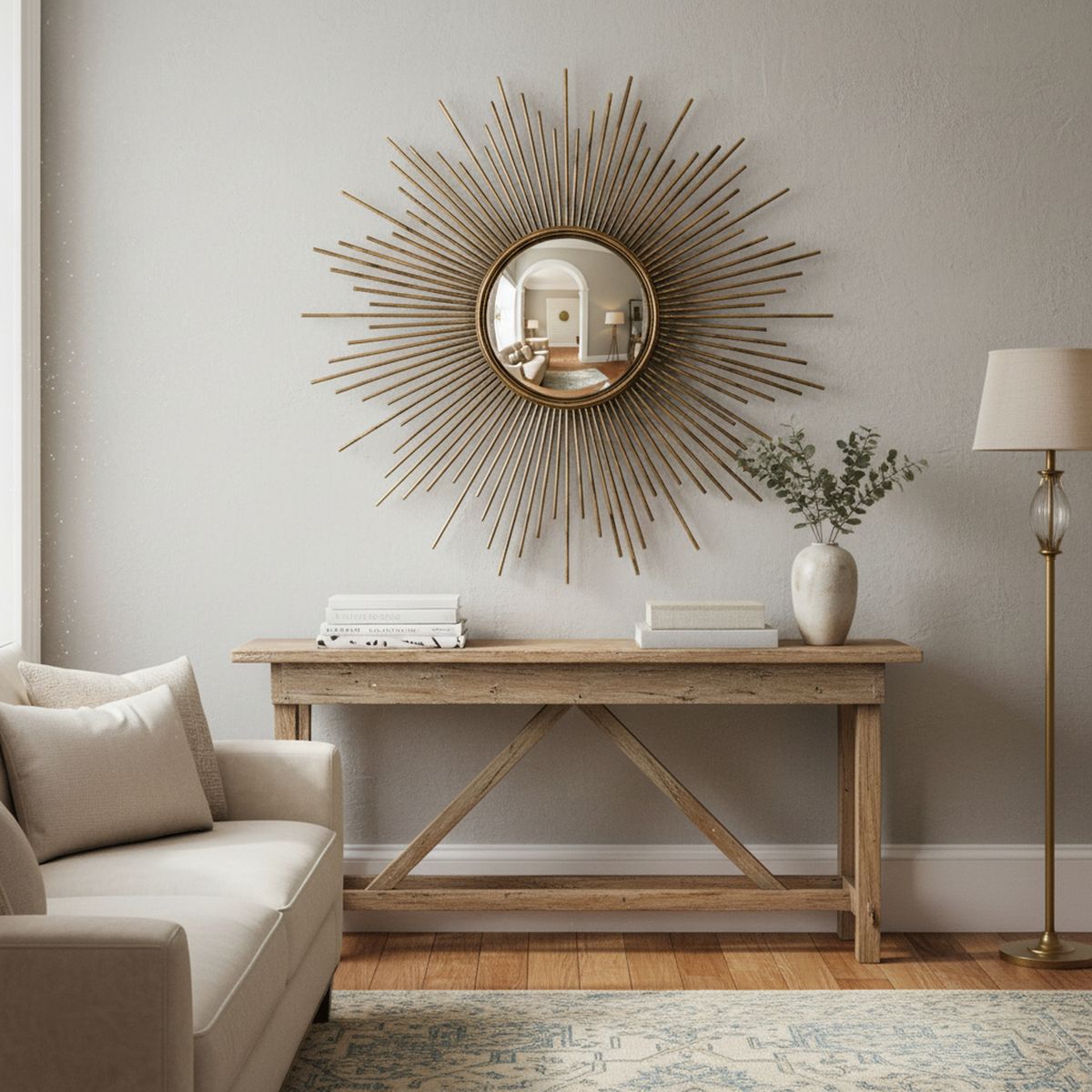 HOMY - Espejo Decorativo Redondo Spider Dorado 93cm