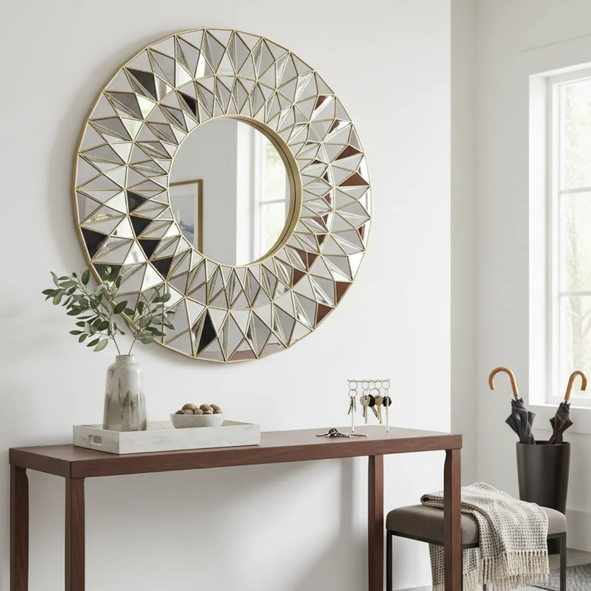 JUST HOME COLLECTION - Espejo Decorativo Redondo Cromo Bisel 61cm