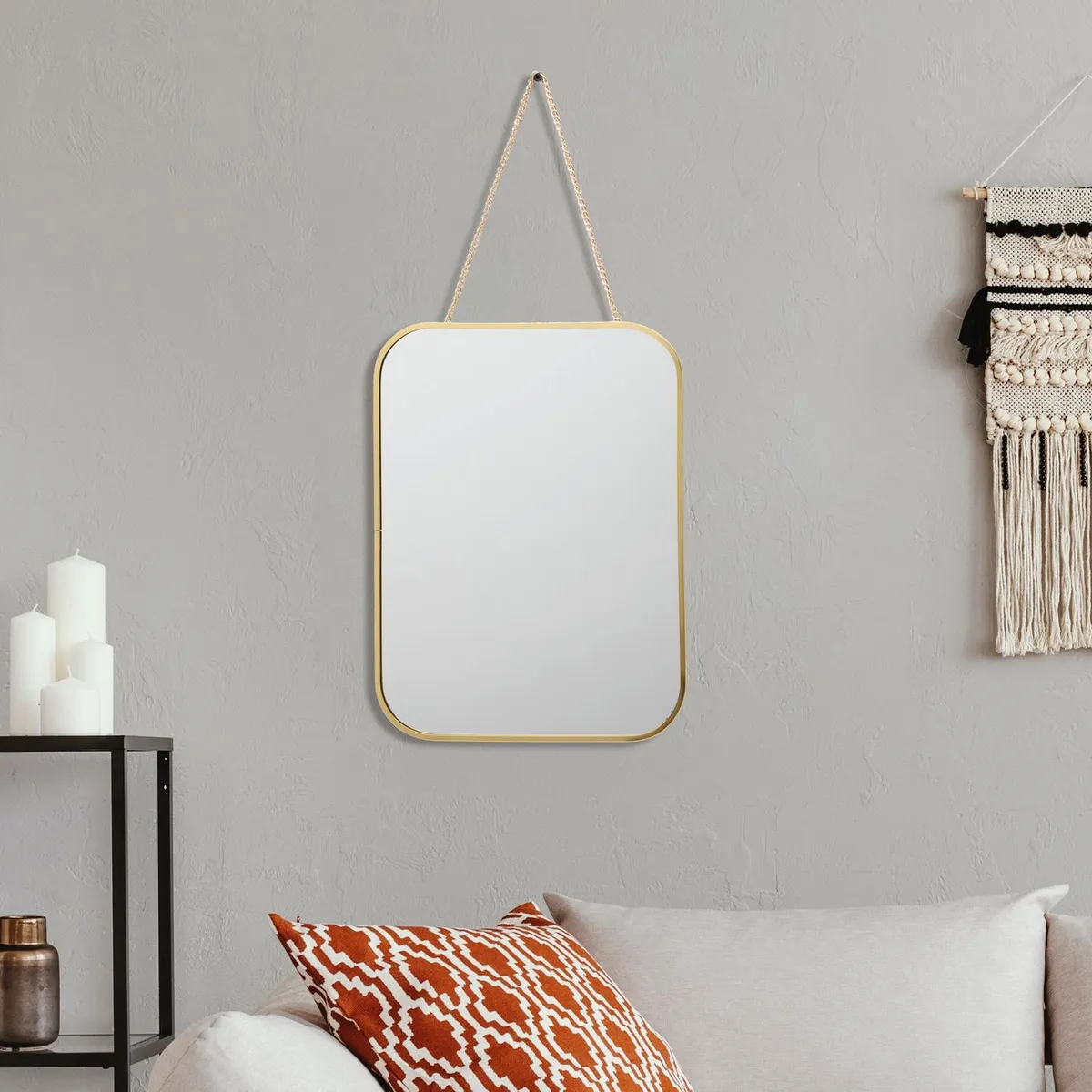 JUST HOME COLLECTION - Espejo Decorativo Rectángulo Dorado 30x40cm