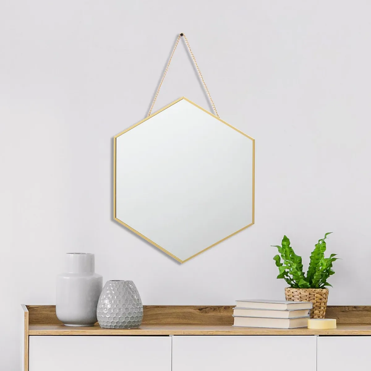 JUST HOME COLLECTION - Espejo Decorativo Hexágono Dorado 39x45cm