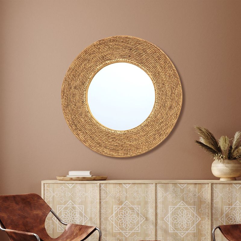 JUST HOME COLLECTION - Espejo Decorativo Redondo Bamboo Natural 68cm