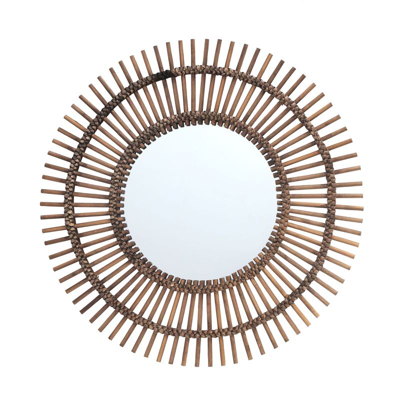 HOMY - Espejo Decorativo Redondo Bamboo Chocolate 77cm
