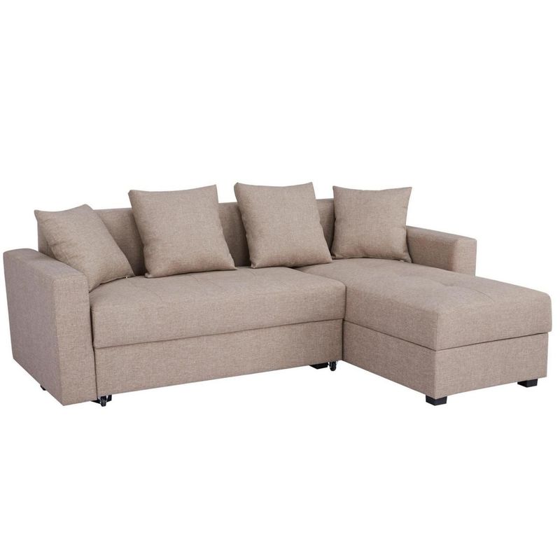 JUST HOME COLLECTION - Sofá Cama Seccional 3 Cuerpos Café