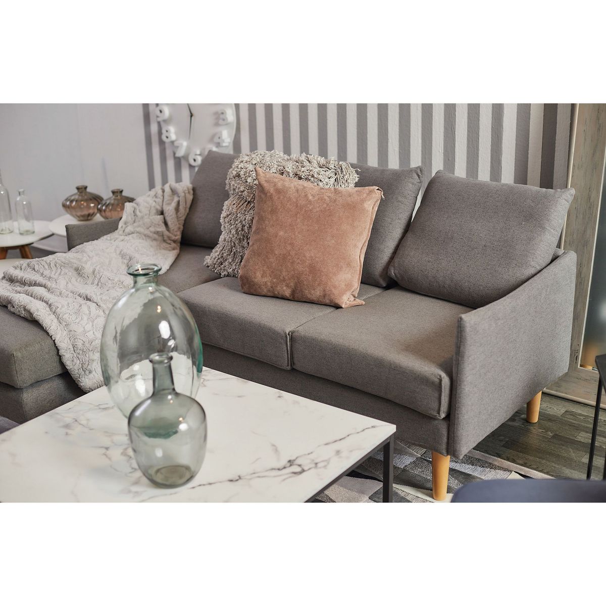 JUST HOME COLLECTION - Seccional 3 Cuerpos Intercambiable Gris