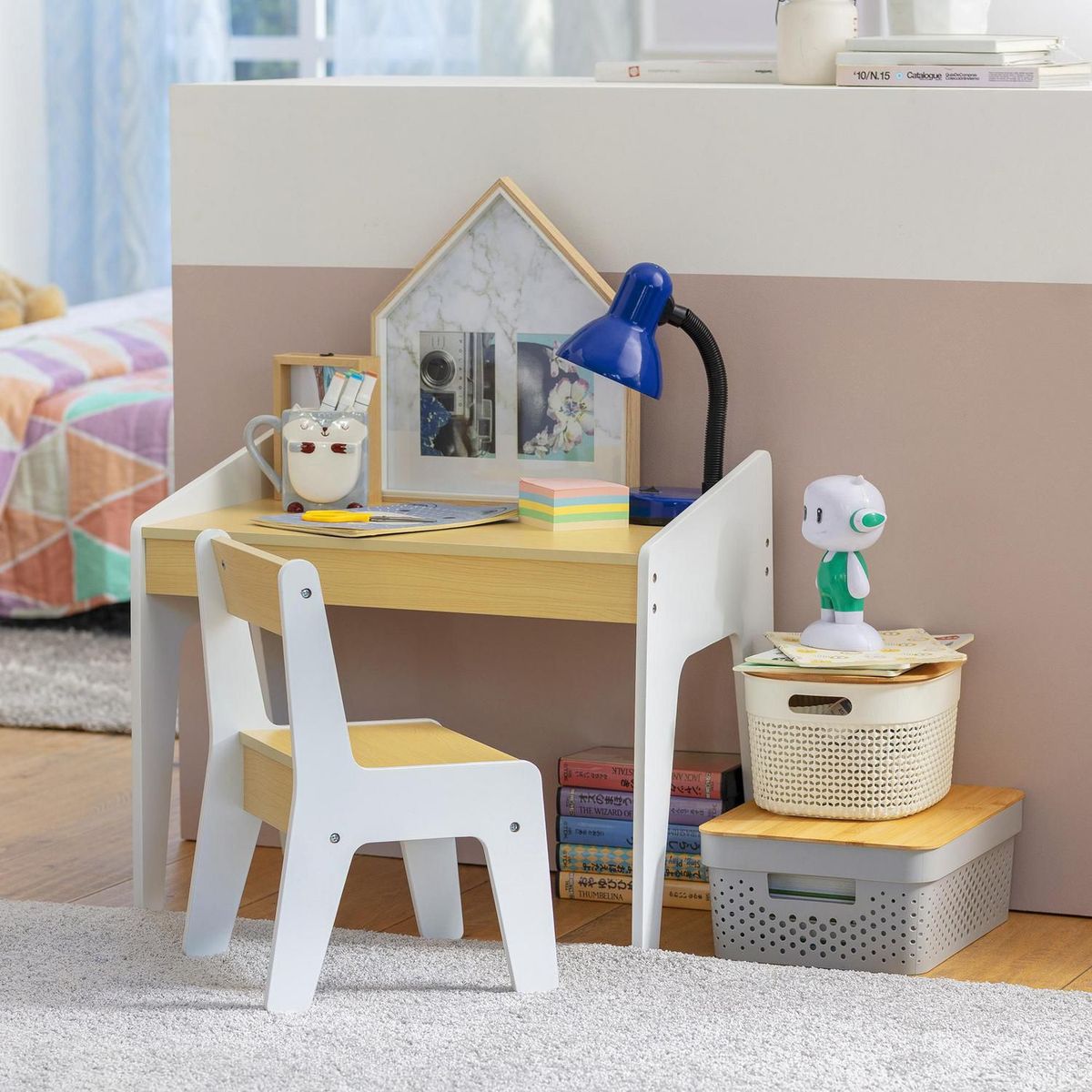 JUST HOME COLLECTION - Set Mesa + Silla Blanco/Madera