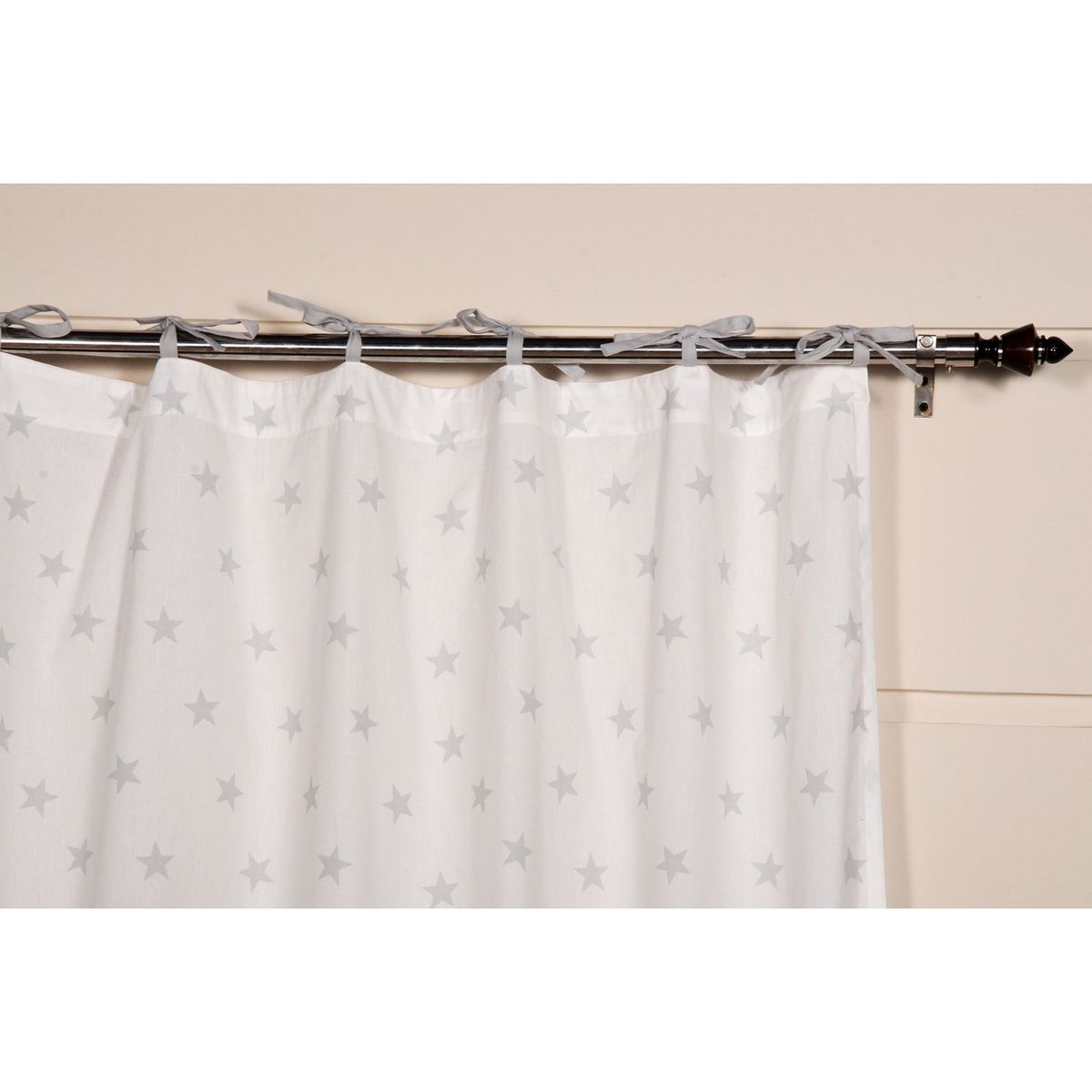 JUST HOME COLLECTION - Cortina de Tela Estrellas Algodón 150x240cm Gris