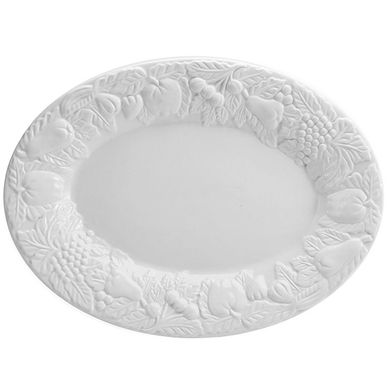 Plato Ovalado con Relieve Blanco