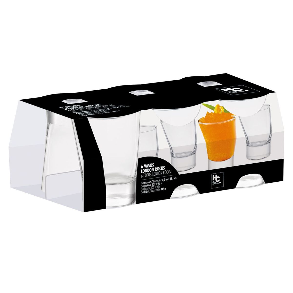 JUST HOME COLLECTION - Set de 6 Vasos London Rocks 347 ml