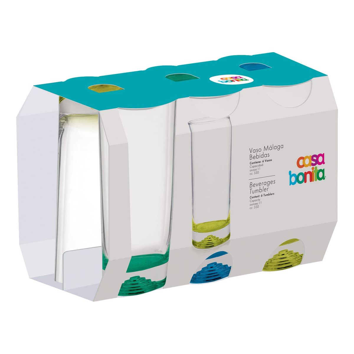 CASA BONITA - Set de 6 Vasos Malaga 330 ml