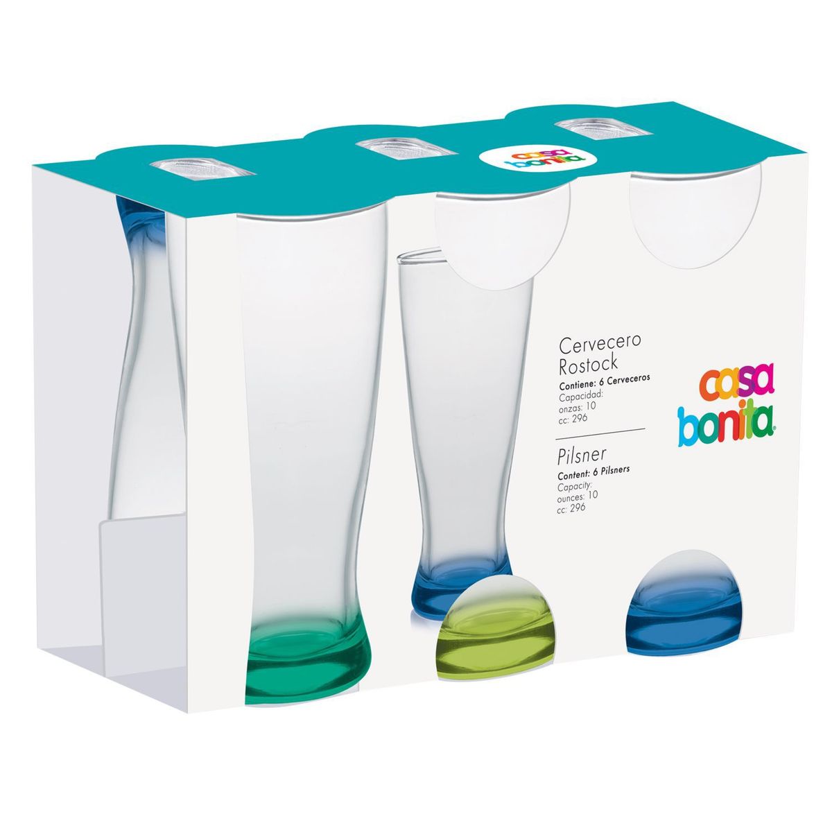 CASA BONITA - Set de 6 Vasos Rostock Cervecero 296ml