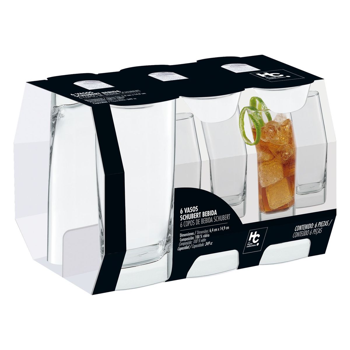 JUST HOME COLLECTION - Set de 6 Vasos Schuber 349 ml