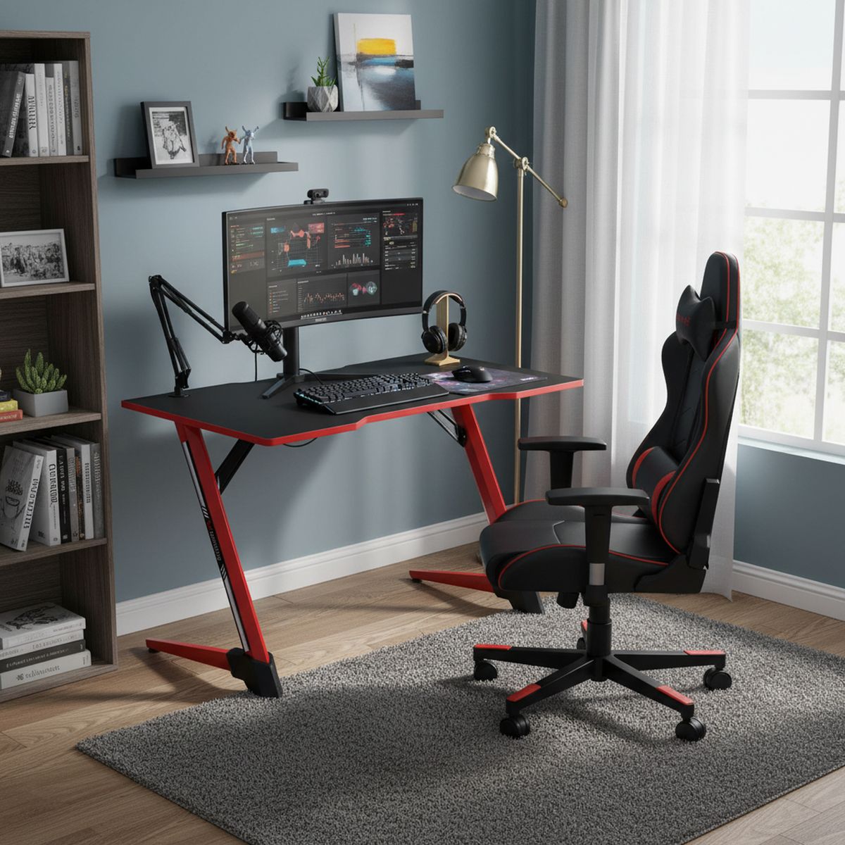 JUST HOME COLLECTION - Escritorio Gamer Rojo Melamina Z