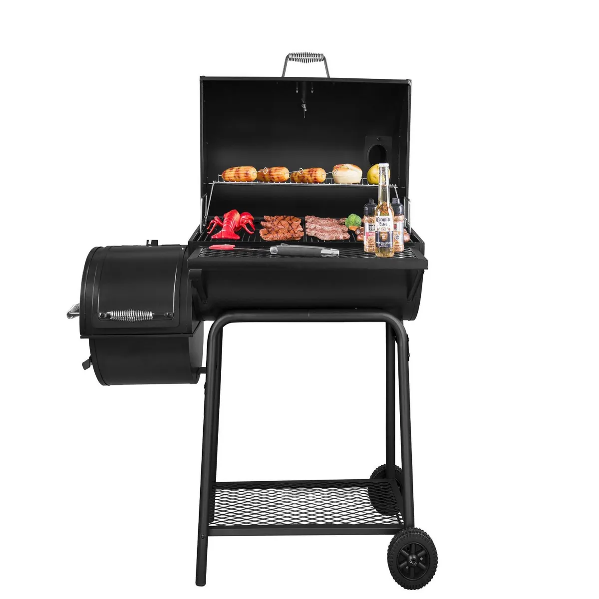 MR BEEF - Parrilla a Carbón 115x106.5x68cm con Ahumador 2 en 1