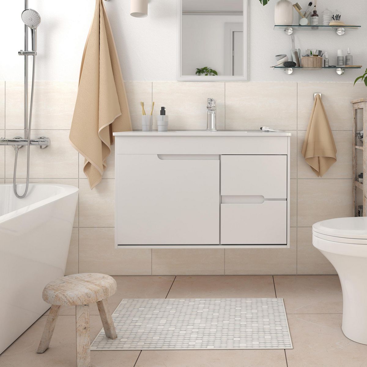 SENSI DACQUA - Mueble de Baño Vanitorio Almada Blanco 80x46x55cm