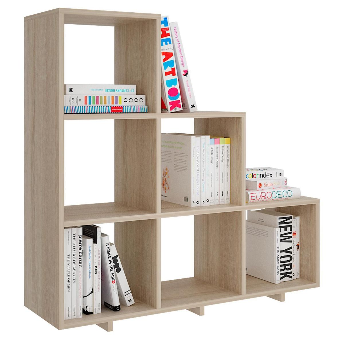 SILCOSIL - Estante Escalera 6 Nichos Roble