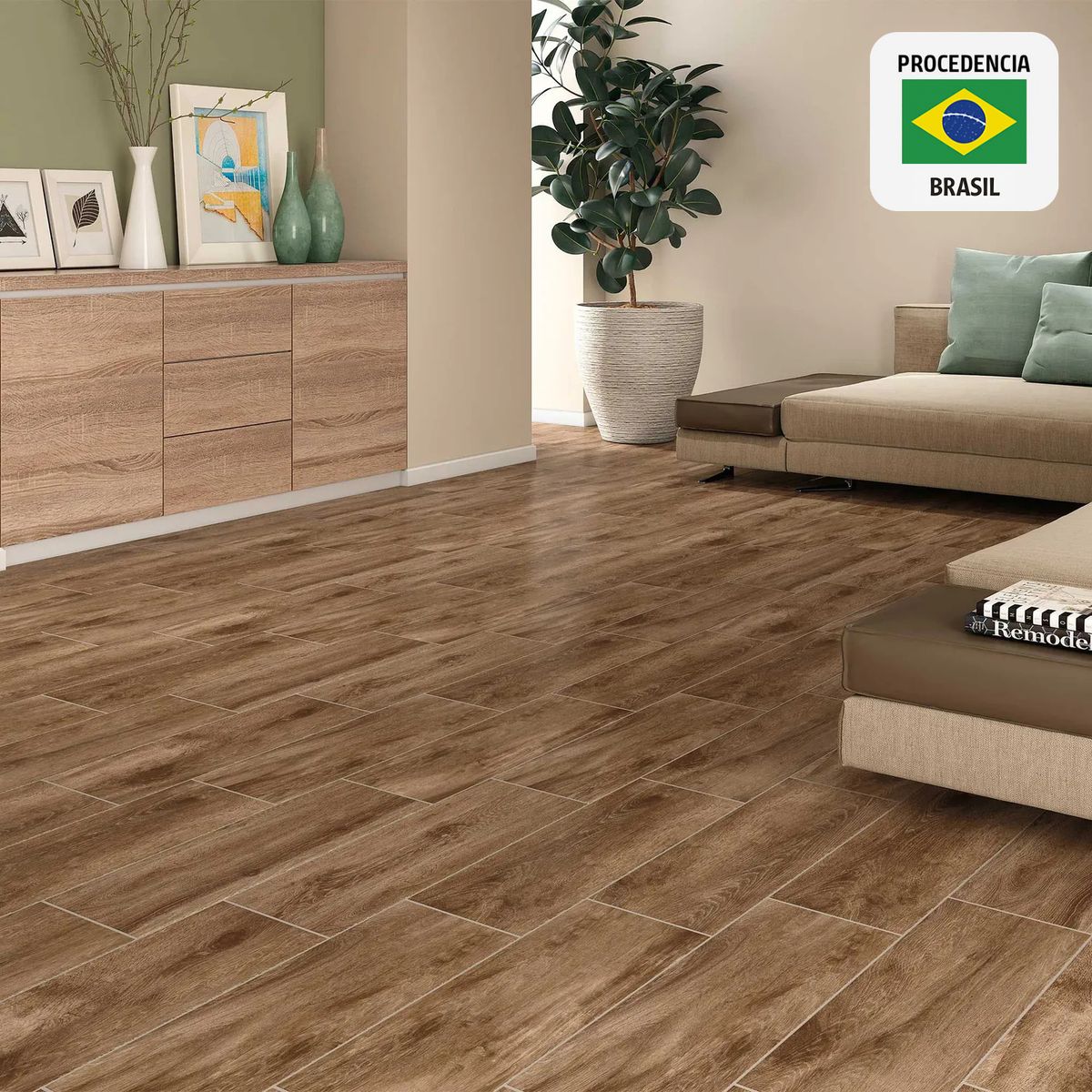 HOLZTEK - Ceramica Marrón Maderado 20x60cm 1.7m2