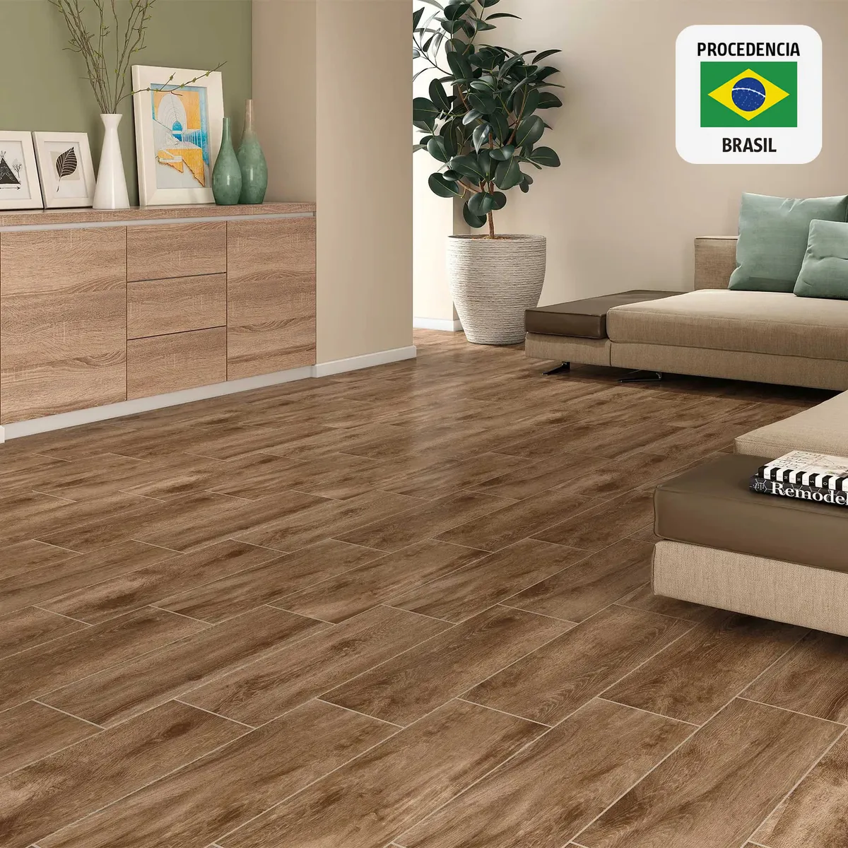 HOLZTEK - Ceramica Marrón Maderado 20x60cm 1.7m2