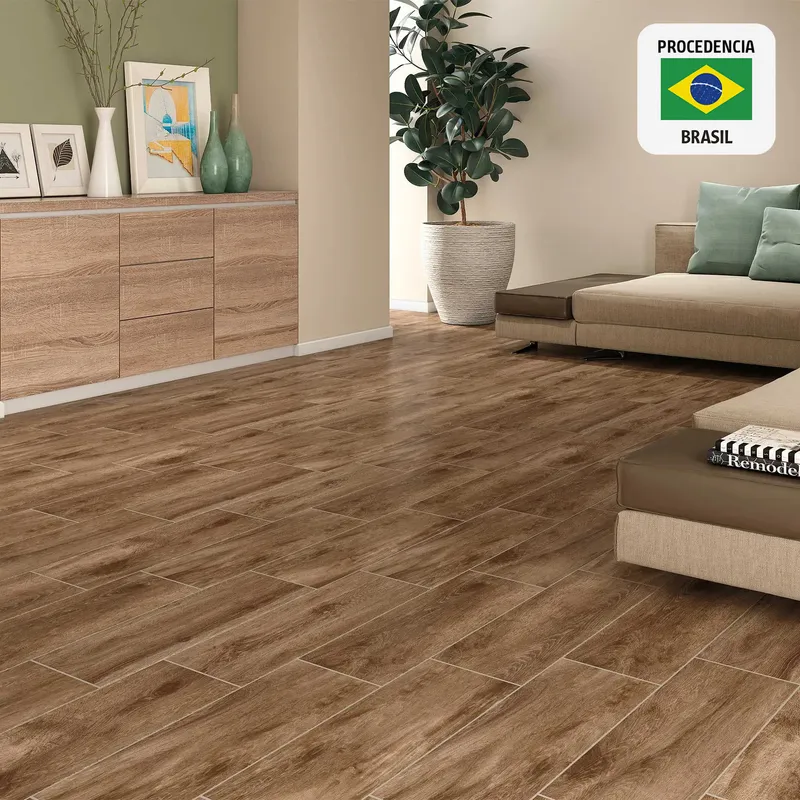 HOLZTEK - Ceramica Marrón Maderado 20x60cm 1.7m2