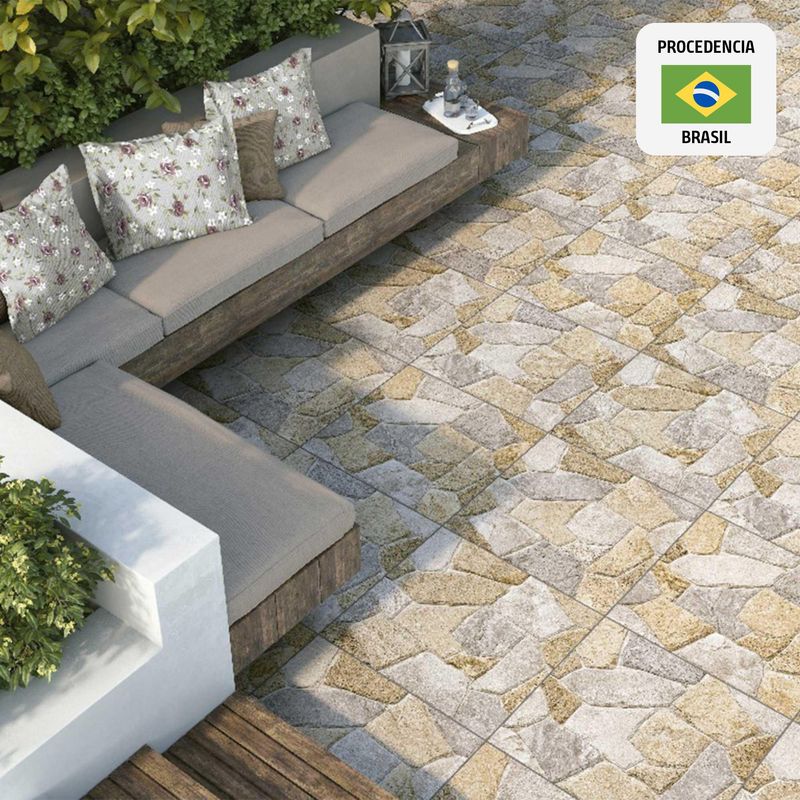 HOLZTEK - Cerámica Beige 62x62 Rústicas Mate 2.32 m2