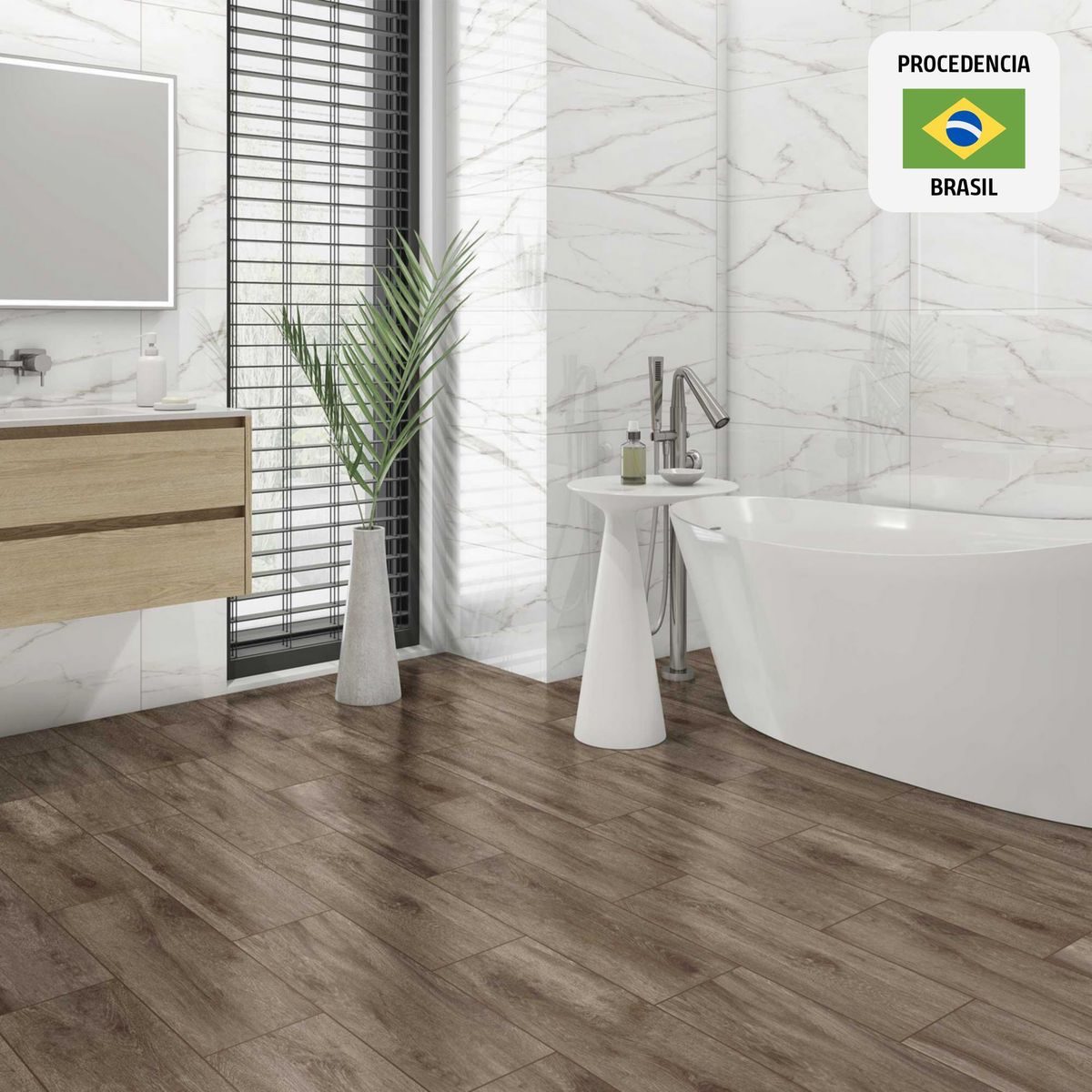 HOLZTEK - Ceramica Marrón Maderado 20x60cm 1.7m2