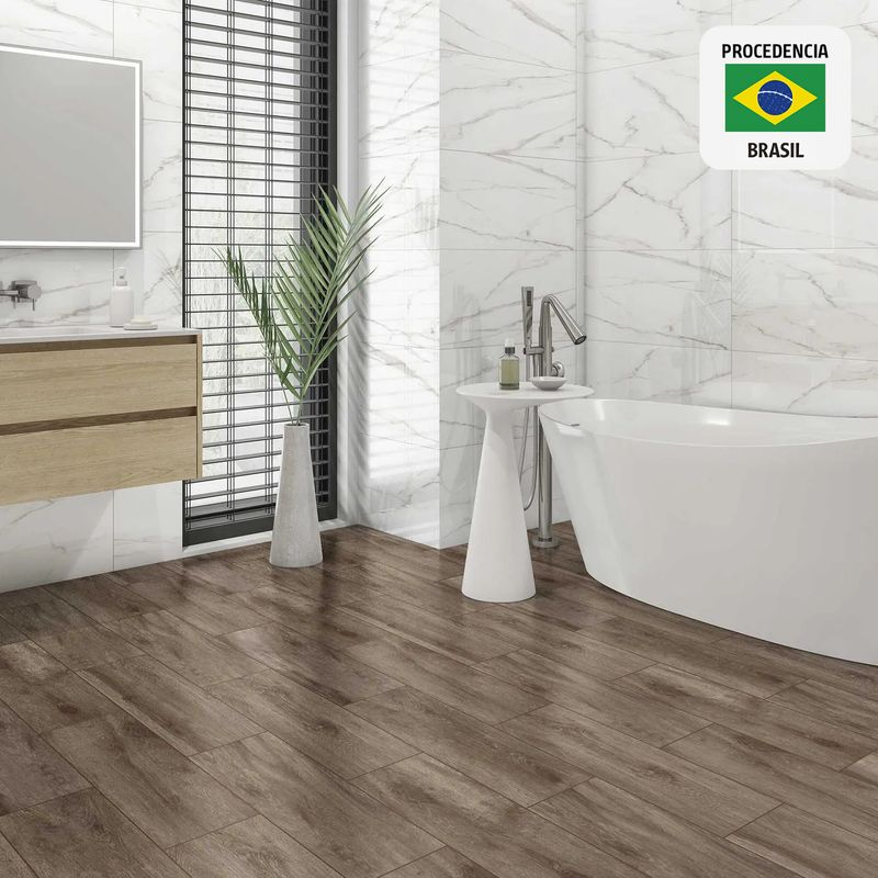 HOLZTEK - Ceramica Marrón Maderado 20x60cm 1.7m2