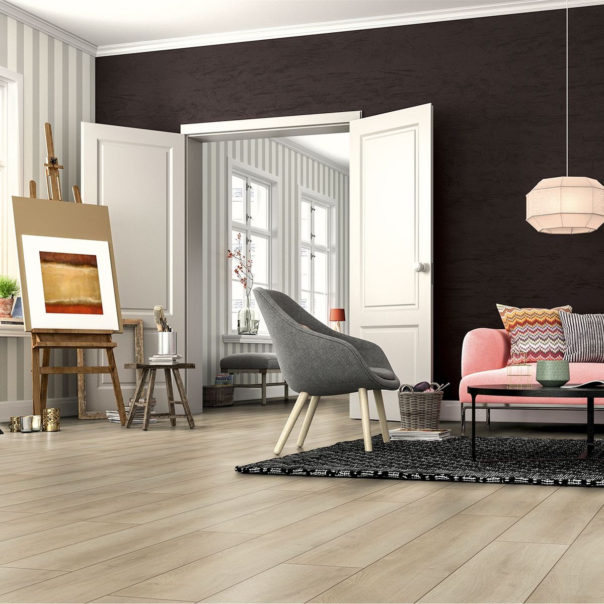 Piso Laminado Sommer Beige 8mm, marca SWISSKRONOTEX - Foto 2