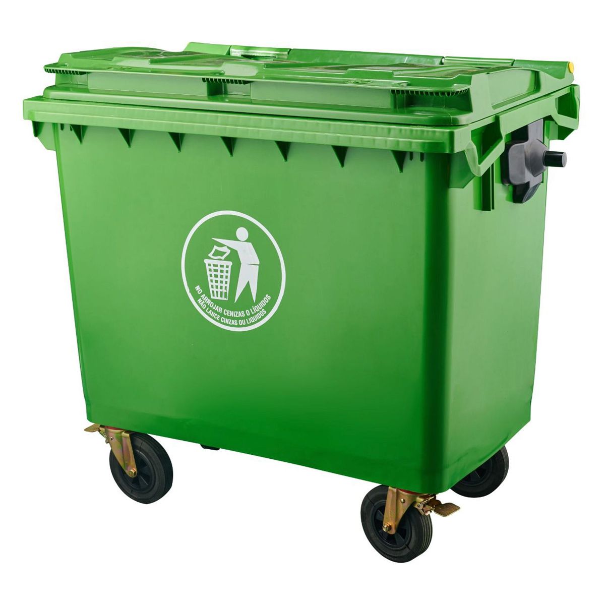 KLEINE WOLKE - Contenedor de Basura de Plástico con Tapa y Ruedas 660L