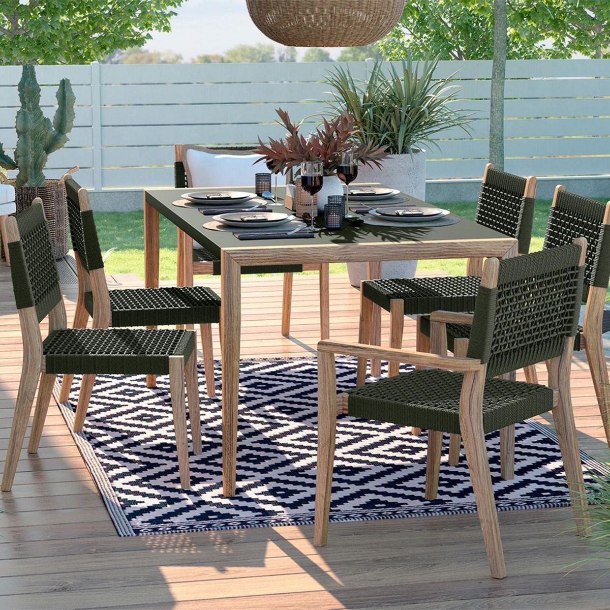 JUST HOME COLLECTION - Juego de Comedor Cassis Acacia 7 Piezas