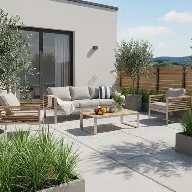 Juego Living de Terraza Ischia 5 Personas Beige - Madera teca