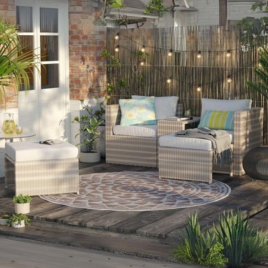 Juego de Living Modular de Terraza Pipa Ratn 4 Personas Blanco