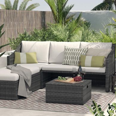 Juego de Living Seccional de Terraza Ratn 5 Personas Blanco