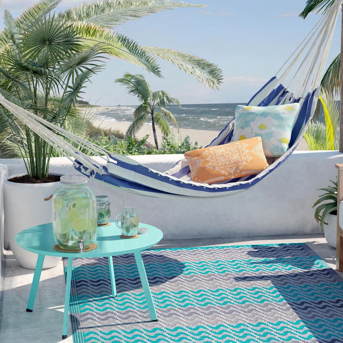 JUST HOME COLLECTION - Hamaca Algodón Gerona 1X2M Azul/Blanco