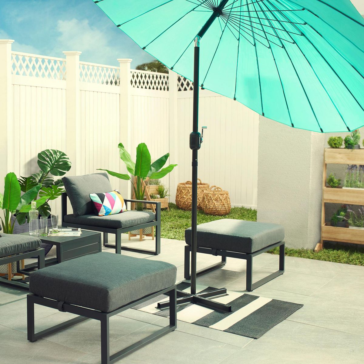 JUST HOME COLLECTION - Sombrilla para Terraza Shangai Celeste 2.7m - No incluye base