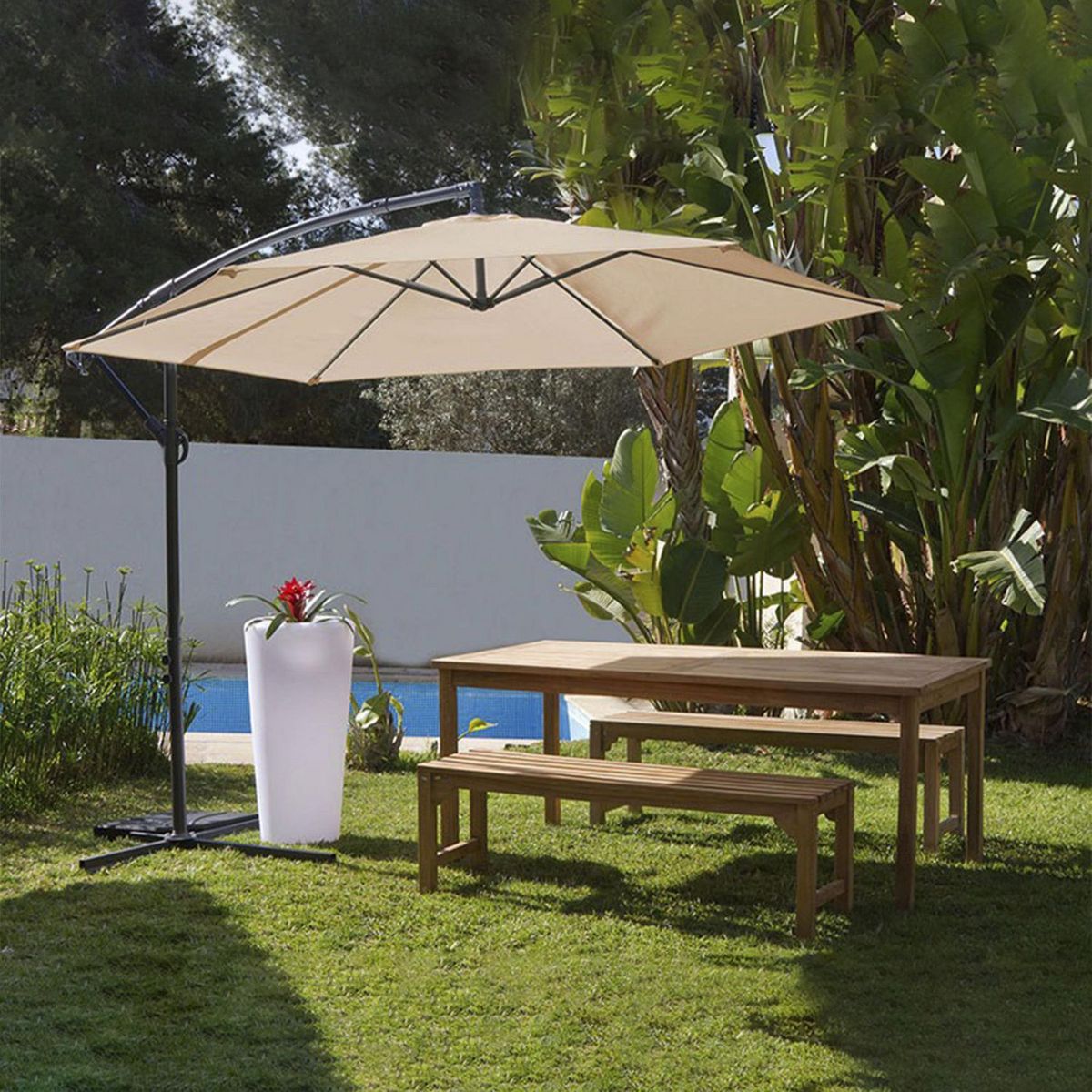 JUST HOME COLLECTION - Sombrilla Para Terraza Lateral Taupe 3m