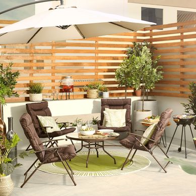 Juego de Living de Terraza Sao Paulo 4 Personas Chocolate Plegable