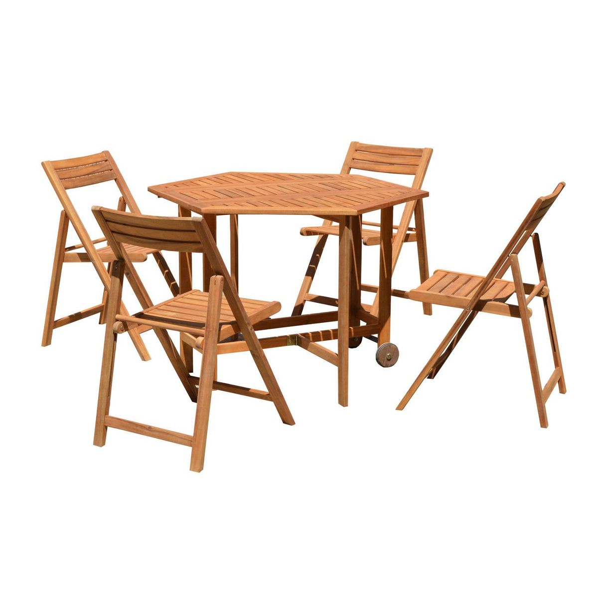 JUST HOME COLLECTION - Juego de Comedor de Terraza Dublin Acacia Plegable 4 Personas
