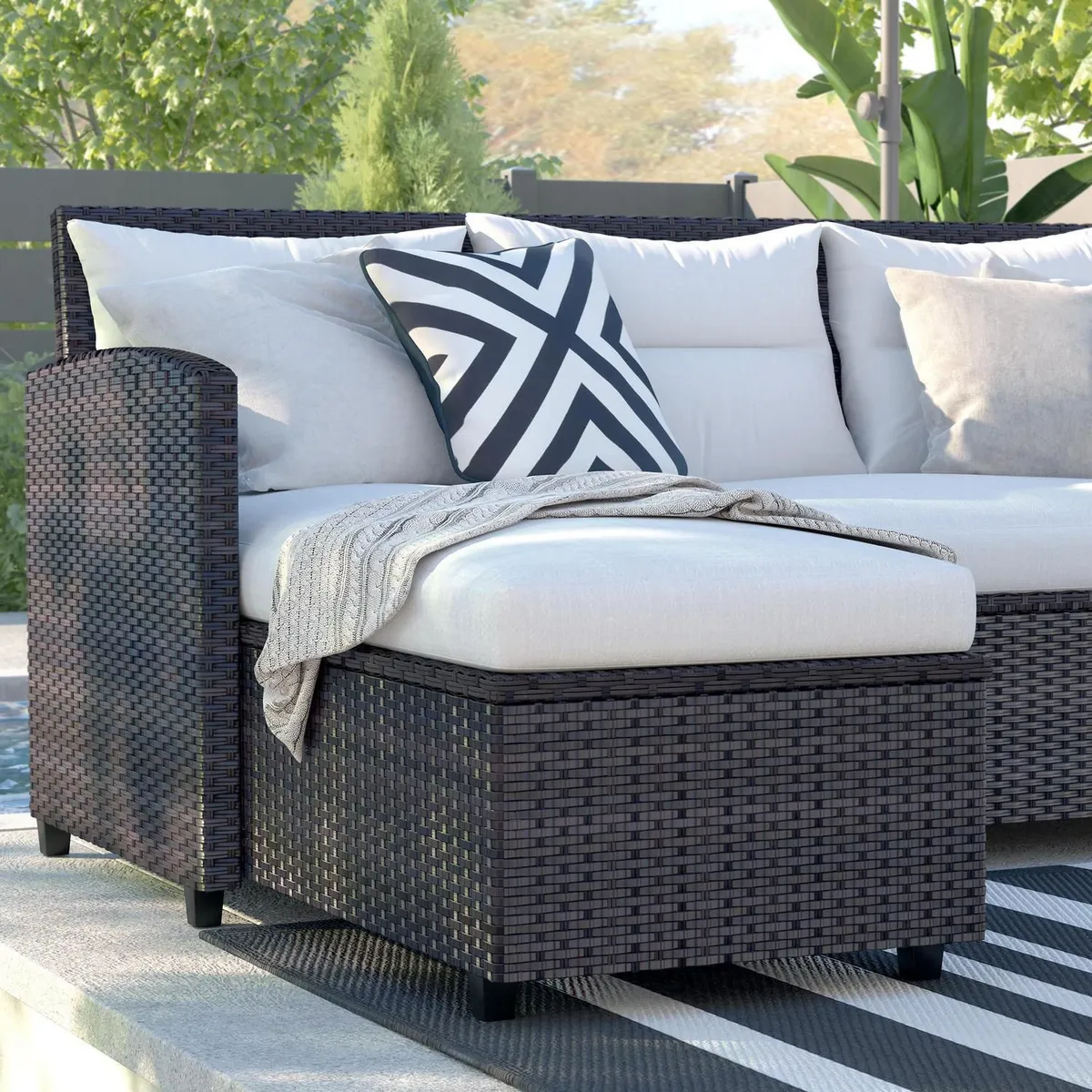 JUST HOME COLLECTION - Set Sofá de Terraza Houston 4 Personas Ratán