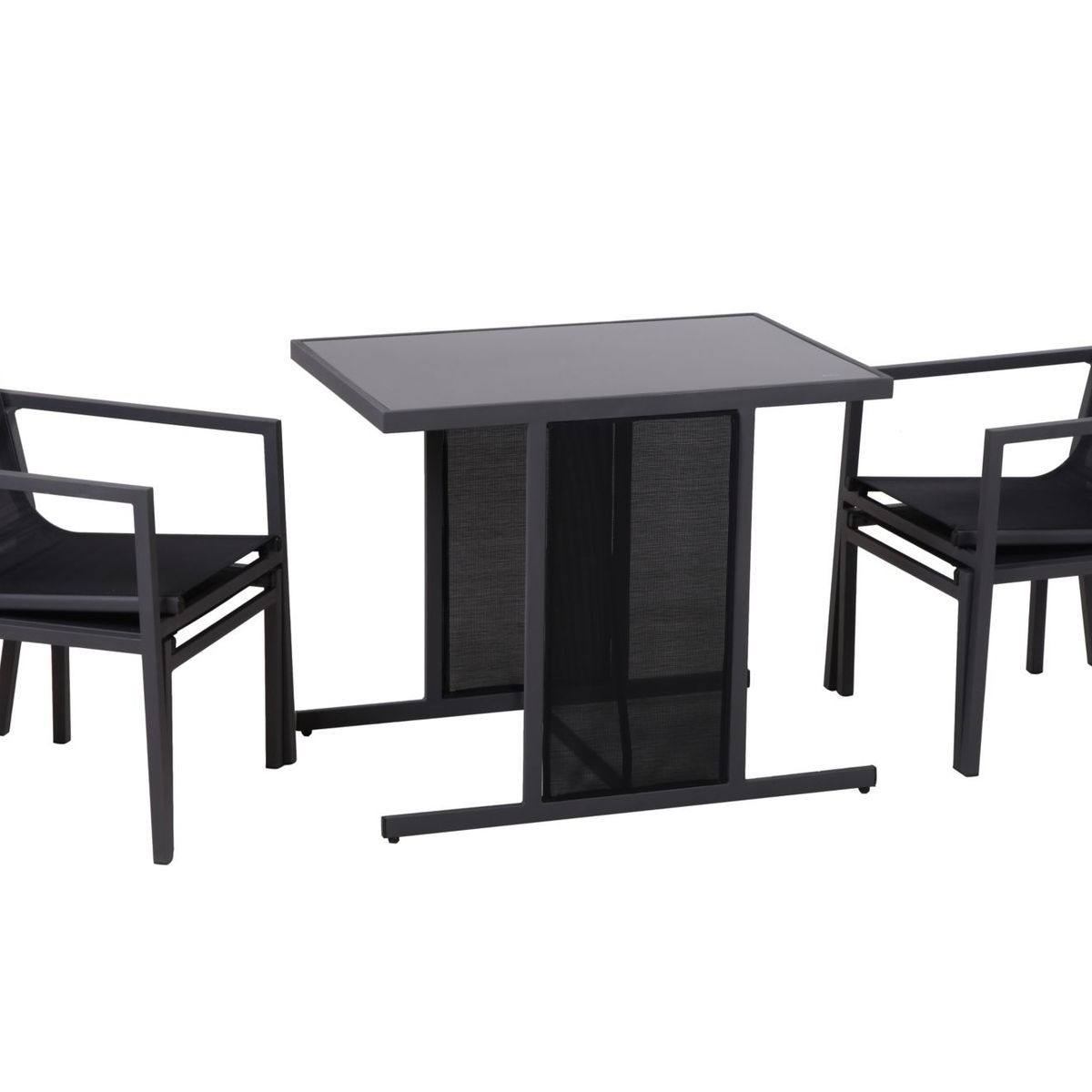 JUST HOME COLLECTION - Juego de Balcón Moscu Sling Ratán 4 Personas Negro