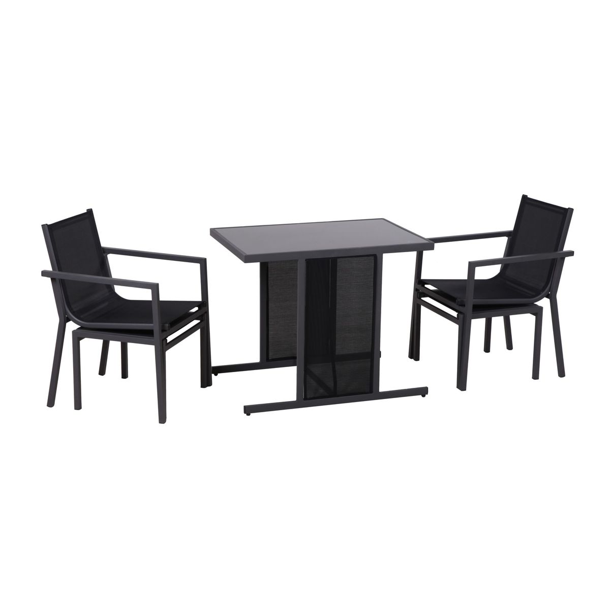 JUST HOME COLLECTION - Juego de Balcón Moscu Sling Ratán 4 Personas Negro