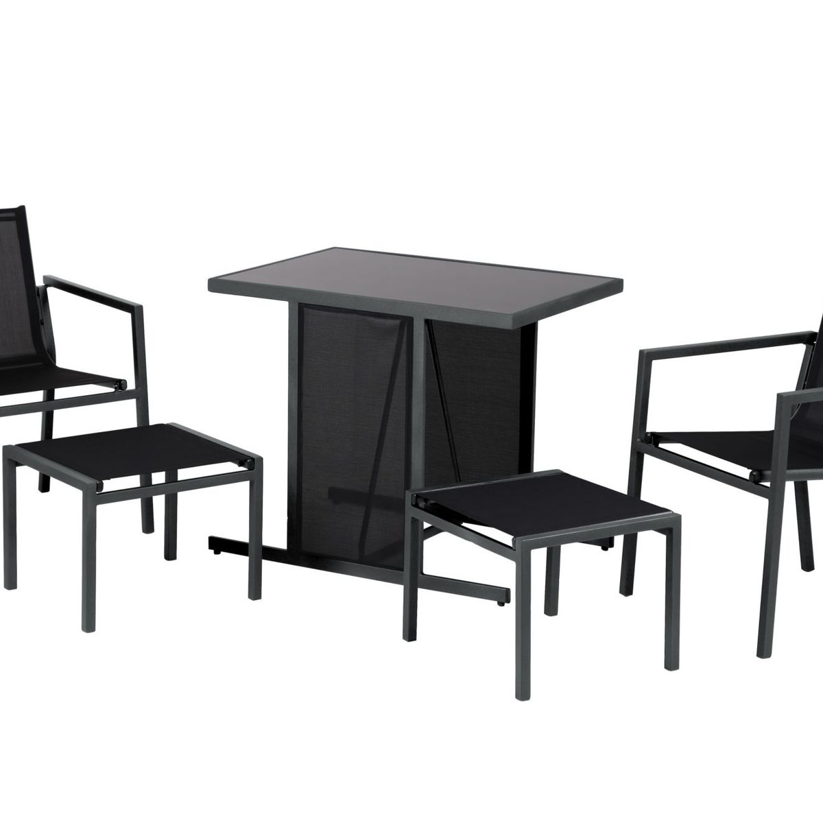 JUST HOME COLLECTION - Juego de Balcón Moscu Sling Ratán 4 Personas Negro