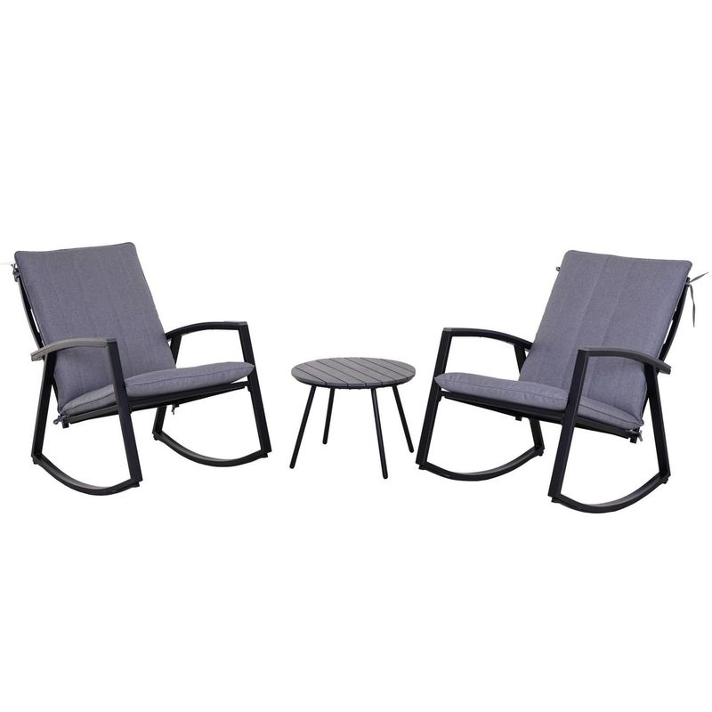 JUST HOME COLLECTION - Juego de Balcón Mecedora South Male 2 Personas Gris