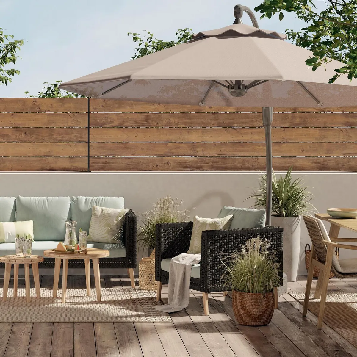 JUST HOME COLLECTION - Sombrilla Lateral para Terraza Natural 3m