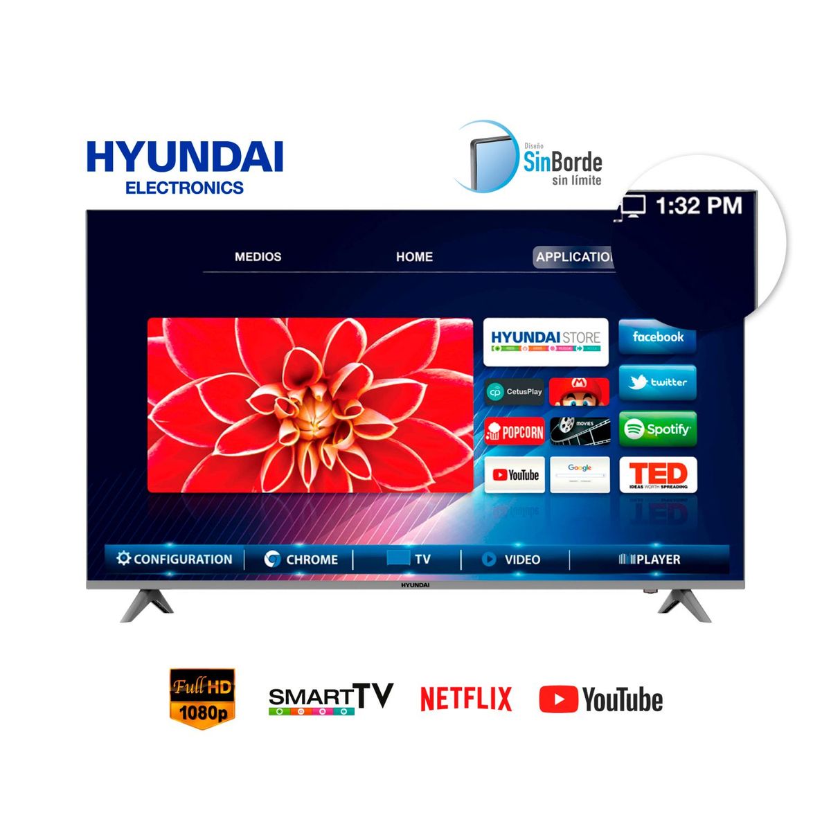HYUNDAI - Televisor Hyundai LED Smart TV FHD 50" HYLED5016iNTM