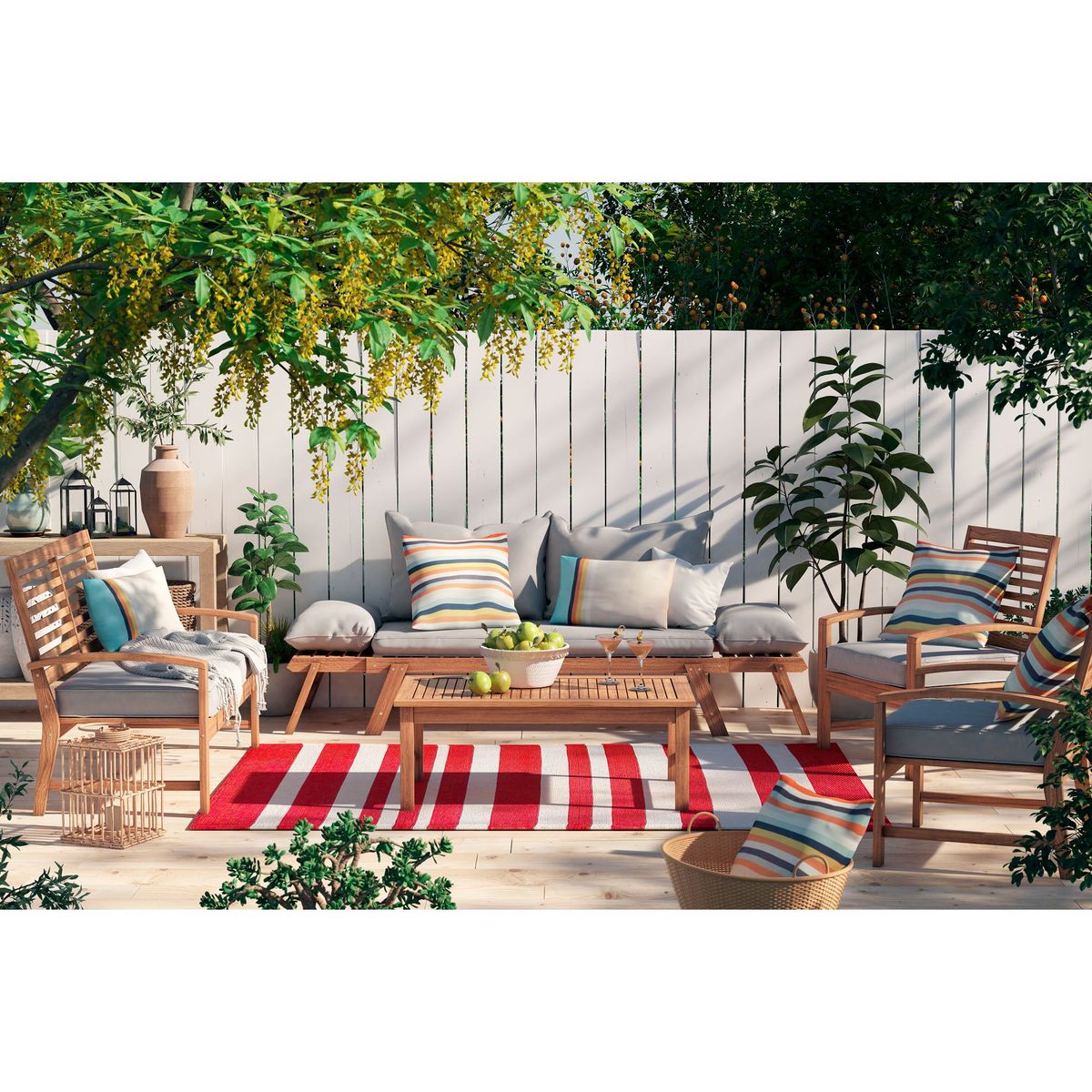JUST HOME COLLECTION - Juego Living de Terraza Palawan Acacia 4 Personas