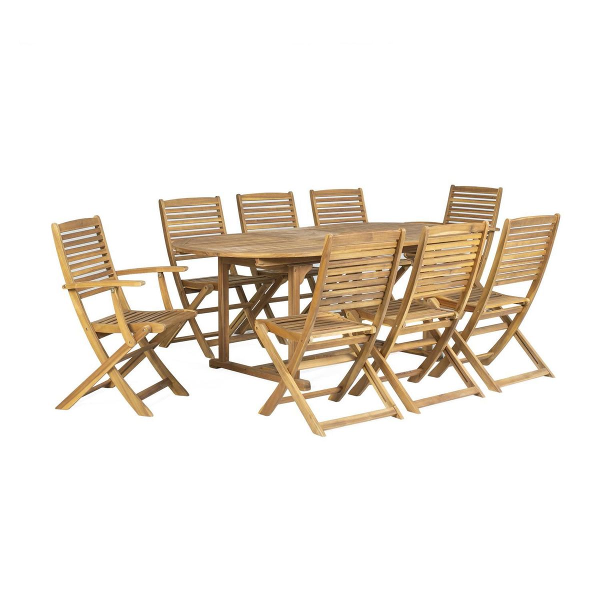 JUST HOME COLLECTION - Juego Comedor Plegable 8 Personas Madera