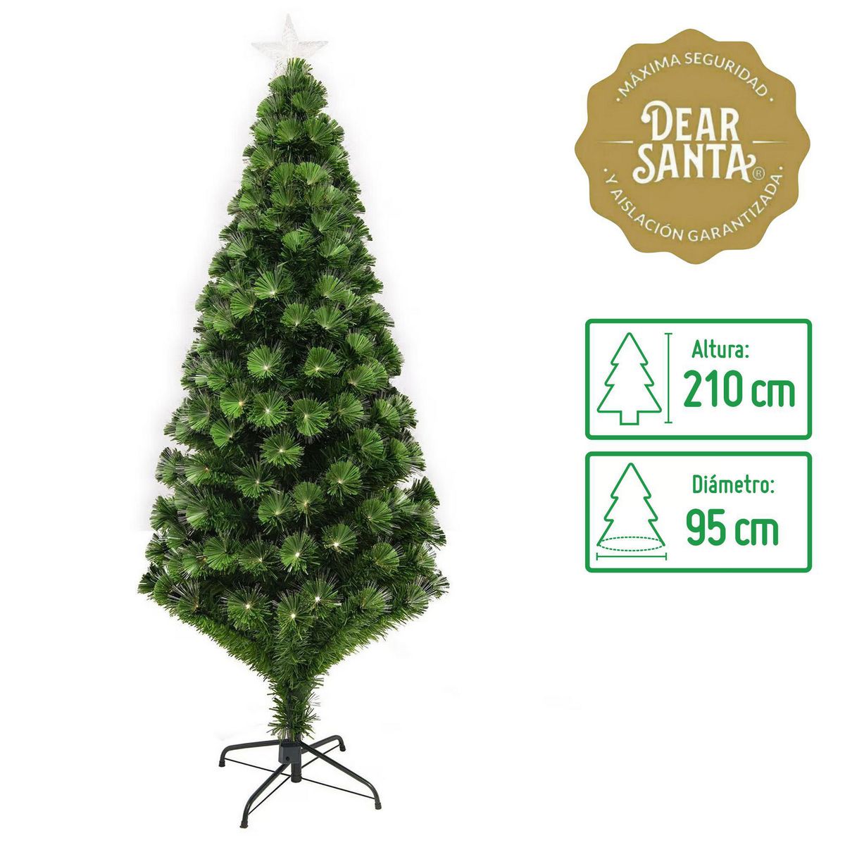 DEAR SANTA - Árbol de Navidad 210cm Fibra Óptica Verde