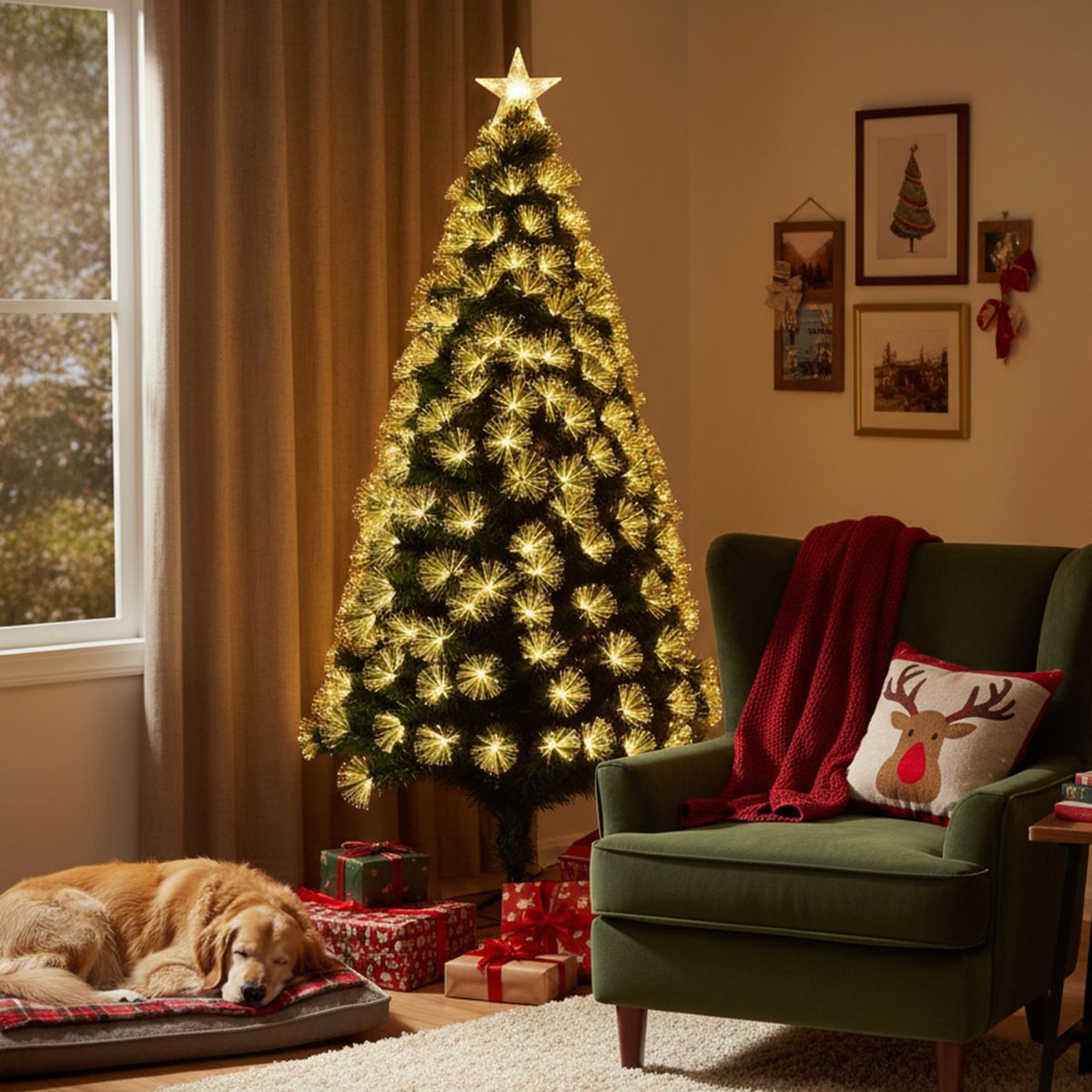 DEAR SANTA - Árbol de Navidad 210cm Fibra Óptica Verde