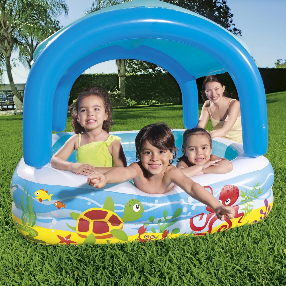 BESTWAY - Piscina Inflable con Techo Infantil 140x140x112cm