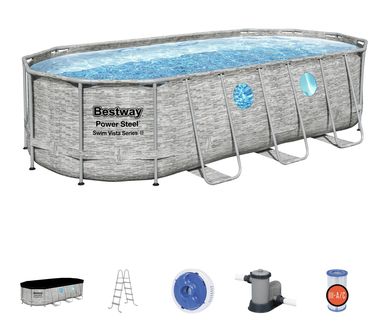 Piscina Estructural Ovalada con Bomba Dise�o Ventanas Rat�n 549x274x122cm